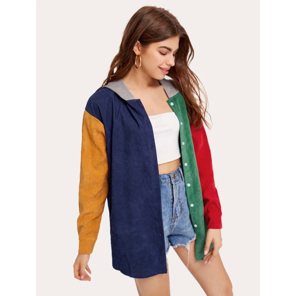 Corduroy Color Block Outerwear